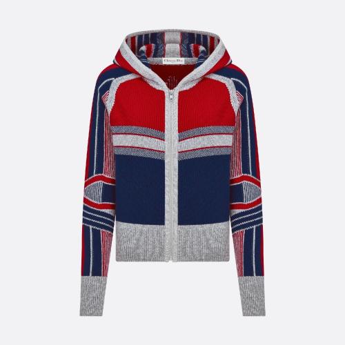  DIOR迪奧 22年秋冬 女士 針織衫 Cardigan zippe a capuche DiorAlps 144G61DM134_X8878