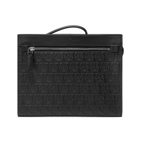 Salvatore Ferragamo/菲拉格慕 【22秋冬新款】 男士牛皮革手拿包Gancini老花圖案 24A422