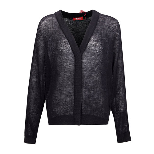 Max Mara Studio/Max Mara Studio  女裝 服飾 藍(lán)白拼色馬海毛條紋開衫短款 女士針織開衫毛衣