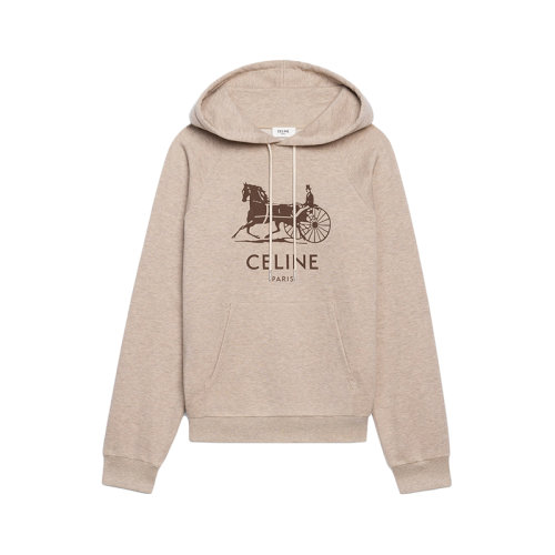 CELINE/賽琳      女士米色/棕色山羊絨棉質(zhì)抓絨SULKY連帽衫2Y428450I.02WN