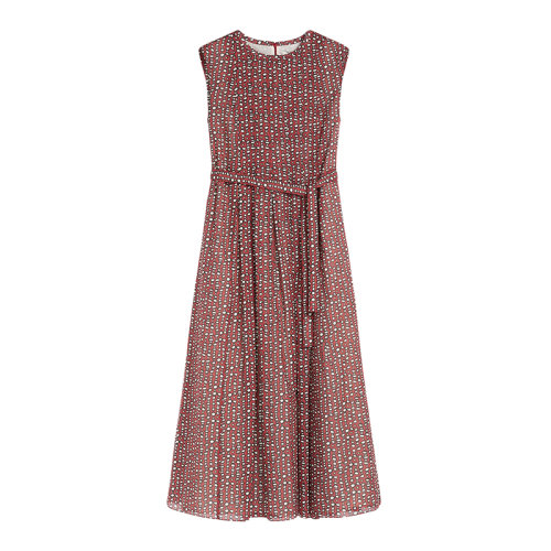 MaxMara/麥絲瑪拉 22年早春新款 ROSETTA系列 女士紅色純棉碎花印花無袖連衣裙9221172106001