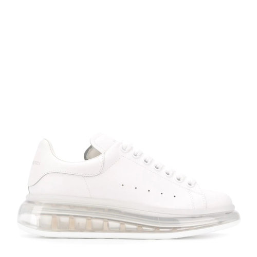 Alexander McQueen/亞歷山大麥昆 男士白色光滑小牛皮透明鞋底系帶運動鞋休閑鞋低幫板鞋小白鞋男鞋 611698-WHX98-9000