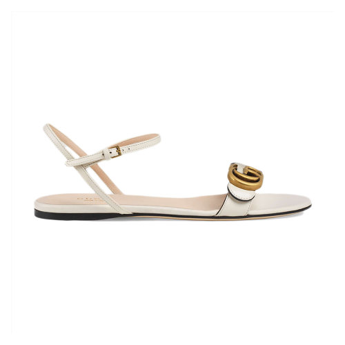 GUCCI/古馳 女士純色牛皮雙G徽標(biāo)裝飾平底鞋涼鞋 524631-A3N00 多色可選