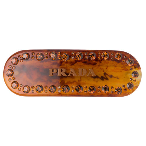 PRADA/普拉達(dá) 新款 女士鐵銹色玳瑁仿水晶裝飾發(fā)夾1IF043_2CD0_F0XSY