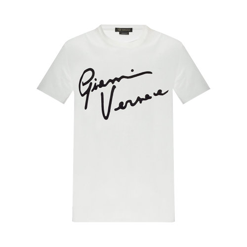 VERSACE/范思哲 男士白色棉質(zhì)字母徽標印花短袖T恤 A85162-A228806-A2048