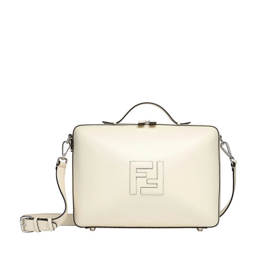 FENDI/芬迪 22春夏新款 男士中號(hào)白色小牛皮雙F手拿單肩包手提箱7VV156AAIWF0C88