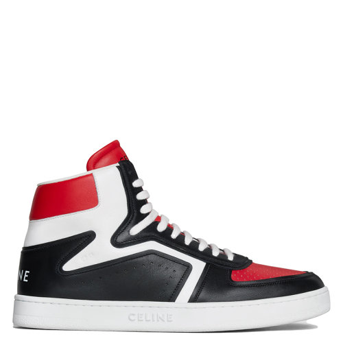 CELINE/賽琳      “Z” TRAINER CT-01系列 男士黑色/白色/紅色牛皮革高幫運(yùn)動(dòng)鞋342813338C.27BW