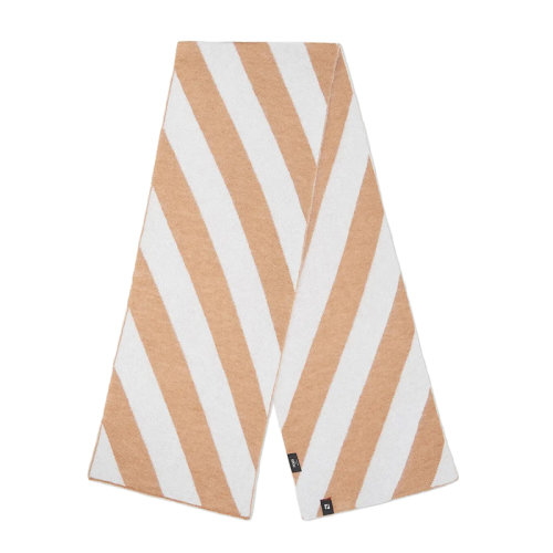 FENDI/芬迪 男士米白色斜條紋圖案的長方形馬海毛羊毛混紡圍巾FXS124AH7HF0CHK