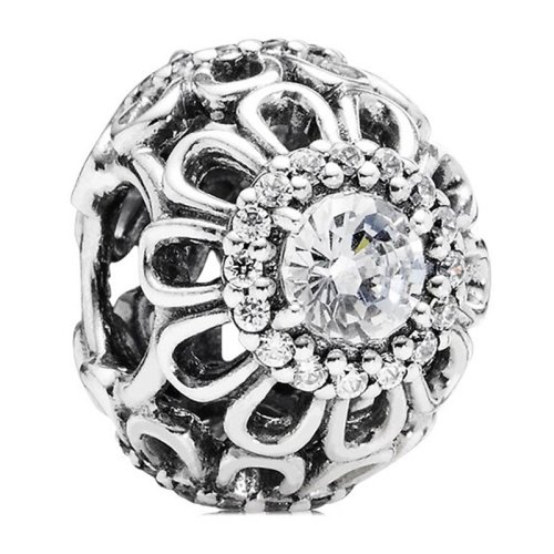 PANDORA/潘多拉 925銀銀色鏤空閃耀花朵串珠791260CZ