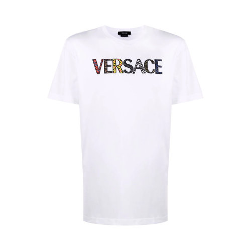 VERSACE/范思哲 男士純色棉質(zhì)字母印花圓領(lǐng)短袖上衣T恤 1002463-1A01811 多色可選