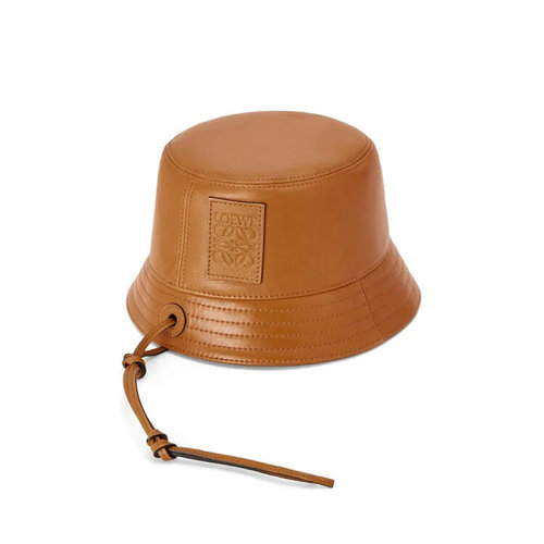LOEWE/羅意威 22年春夏新款 女士棕色納帕牛皮革頷帶水桶帽漁夫帽K000HB1X01-2530