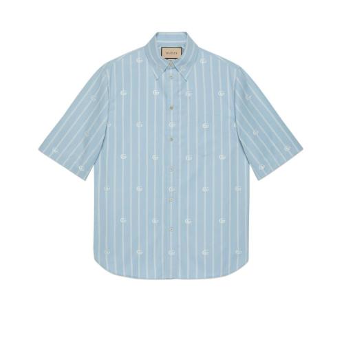  GUCCI古馳 22年秋冬 男士 GG條紋棉質(zhì)襯衫 659915 ZAEF1 4681