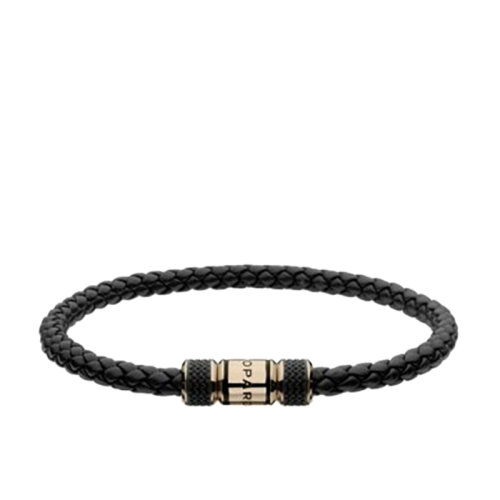 Chopard/蕭邦 22春夏新款CLASSIC RACING系列 黑色編織小牛皮玫瑰金飾面人字花紋運動風(fēng)賽車手鏈95016-0263