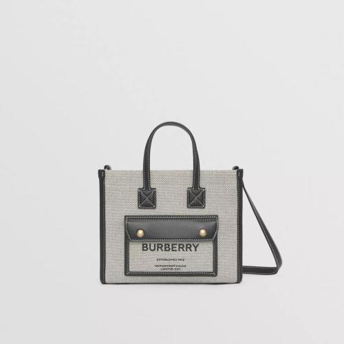  BURBERRY 22年秋冬 女士 Freya 迷你雙色帆布拼皮革芙蕾雅包 80441421 預(yù)定商品1-3周發(fā)貨