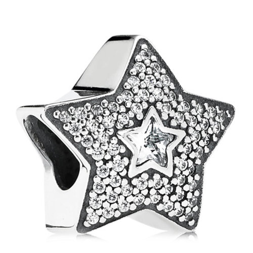 PANDORA/潘多拉 女士銀色925銀鋯石許愿星星925銀串珠 791384CZ