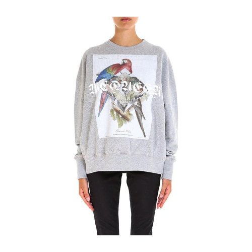 【斷碼意碼44】Alexander McQueen/亞歷山大麥昆 女士 字母 鸚鵡 灰色 女衛(wèi)衣 543352QLZ46 0902