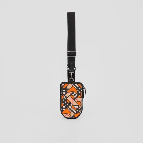  BURBERRY 22年秋冬 男士 專屬標識圖案棉麻混紡手機保護套（含背帶） 80570401