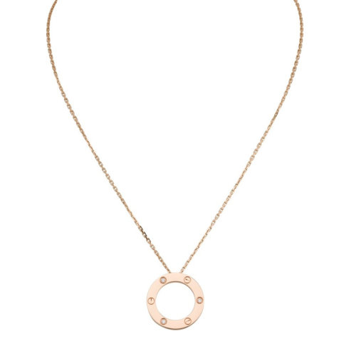 CARTIER/卡地亞 經(jīng)典LOVE 18K金玫瑰金鉆石項鏈 鑲嵌3顆鉆石 B7014700