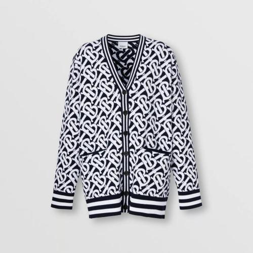  BURBERRY 22年秋冬 女士 專屬標(biāo)識(shí)羊毛混紡寬松提花開衫 80584051