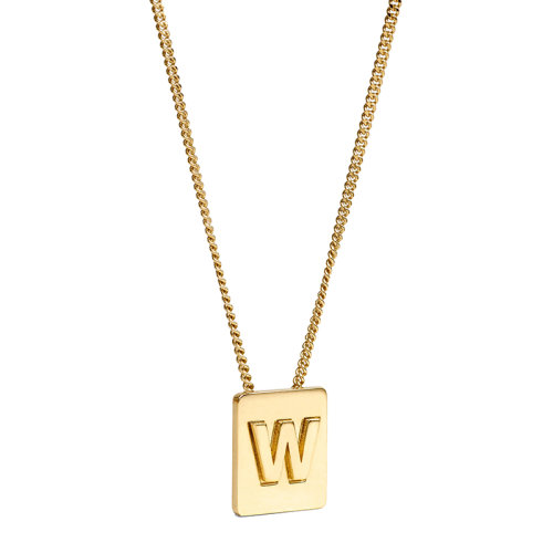 CELINE/賽琳 經(jīng)典款A(yù)LPHABET系列 男女同款金色飾面黃銅字母W墜飾項(xiàng)鏈46N0W6BRA.35OR