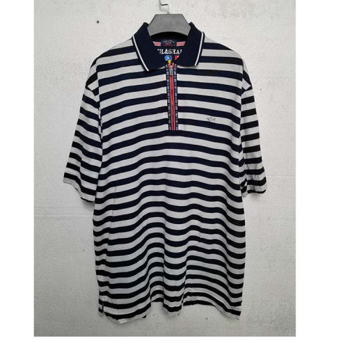 Paul&shark/鯊魚 藍(lán)白橫條紋男士短袖polo