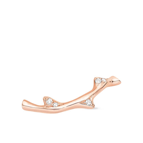 DIOR/迪奧 新款 Bois de Rose系列 18K金玫瑰金鑲鉆玫瑰木單只耳釘