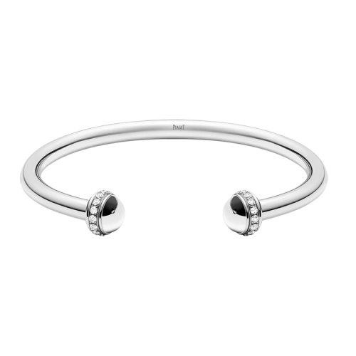 PIAGET/伯爵 經(jīng)典POSSESSION時(shí)來(lái)運(yùn)轉(zhuǎn)系列 18K金白金鑲鉆寬版可轉(zhuǎn)動(dòng)開(kāi)口手鐲G36PV300