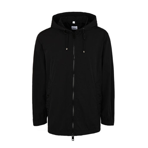 BURBERRY/博柏利 巴寶莉外套 男士黑色連帽棉質后背飄帶白字母外套 80105951