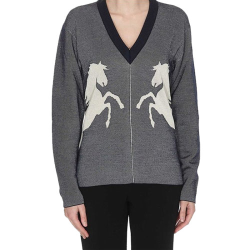 CHLOE/克洛伊 女士拼色粘膠纖維羊毛馬印花圖案針織衫毛衣 C19SMP13-710-48A