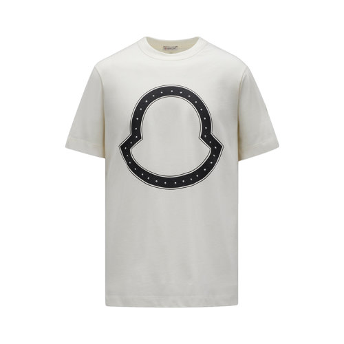Moncler/蒙克萊 22年秋冬新款 男士淺褐色純棉鉚釘徽標(biāo)短袖T恤H10918C000158390T02B