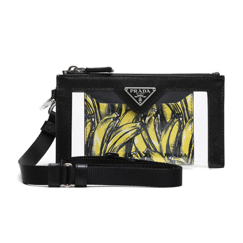 PRADA/普拉達 男士PVC/配皮零錢包掛飾 2TT097 2CIM