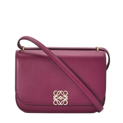 LOEWE/羅意威 22春夏新款Goya系列 女士小號(hào)紫水晶色小牛皮金色徽標(biāo)裝飾翻蓋斜挎單肩包0010640613