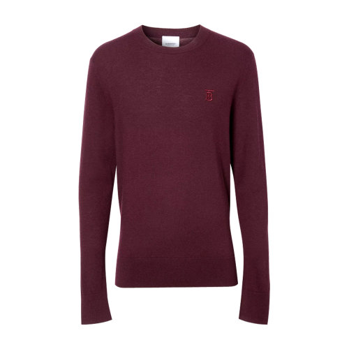 BURBERRY/博柏利 服裝 巴寶莉 男裝 羊毛衫 毛衣 男士針織衫 酒紅色 男士針織衫/毛衣80151441 瑕疵特賣（陳列痕跡，不影響使用）