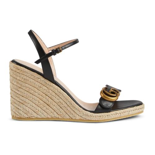  GUCCI古馳 22年秋冬 女士 Womens leather platform espadrille 646311 A3N00 1000