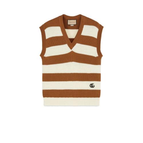  GUCCI古馳 22年秋冬 女士 條紋棉毛混紡背心 699895 XKCG8 9184