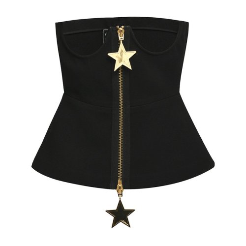 【Designer Womenwear】Chris by Christopher Bu/卜柯文 2019春夏新品女士馬甲 星星拉鏈?zhǔn)匾? class=