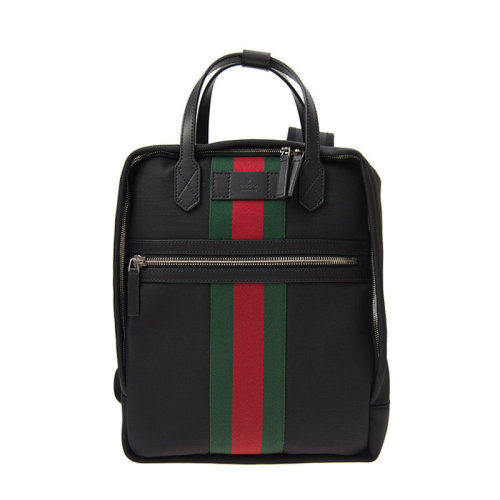 GUCCI/古馳 男包 紅綠條紋裝飾 男士黑色手提雙肩包 495558KWTIN1060