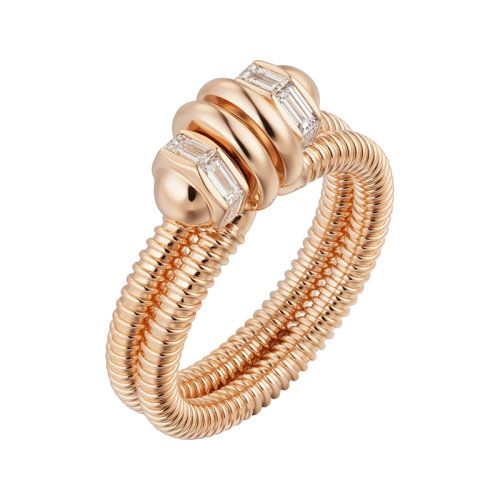 CARTIER/卡地亞  éCROU DE CARTIER系列 18k金玫瑰金鉆石螺母戒指 B4231800