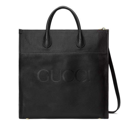GUCCI/古馳  男士黑色皮革GUCCI經(jīng)典標志手提托特包6748500E8IG1000