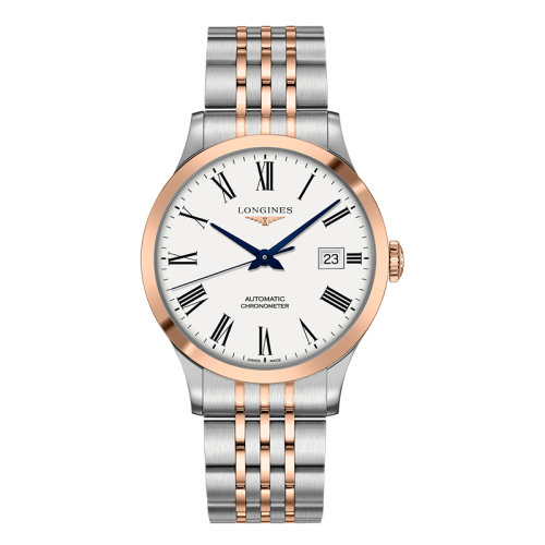 LONGINES/浪琴  開創(chuàng)者系列 自動(dòng)機(jī)械表精鋼玫瑰金表殼白盤男表40毫米L2.821.5.11.7