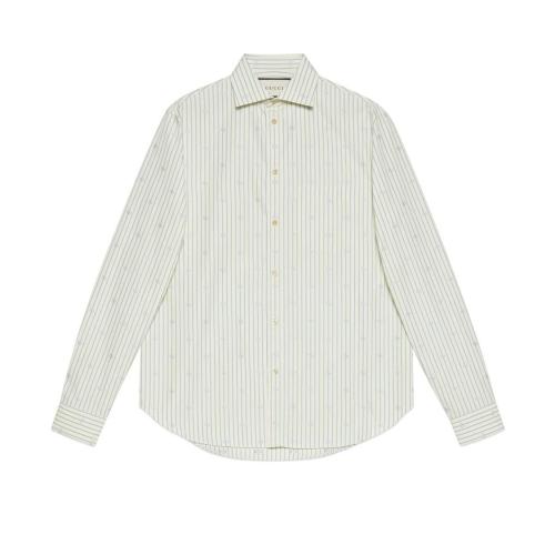  GUCCI古馳 22年秋冬 男士 GG條紋切絲棉質(zhì)襯衫 644984 ZAFXS 9018