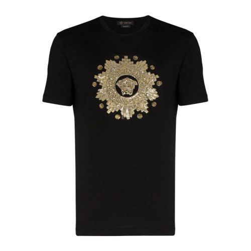 VERSACE/范思哲 男士純色棉質(zhì)經(jīng)典美杜莎頭像裝飾圓領(lǐng)短袖上衣T恤 A85171-A228806 多色可選