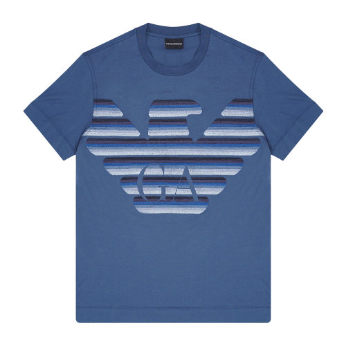 Emporio Armani 男士 淺藍(lán)色 胸前印花T恤  6H1TH3-1JDXZ-0743