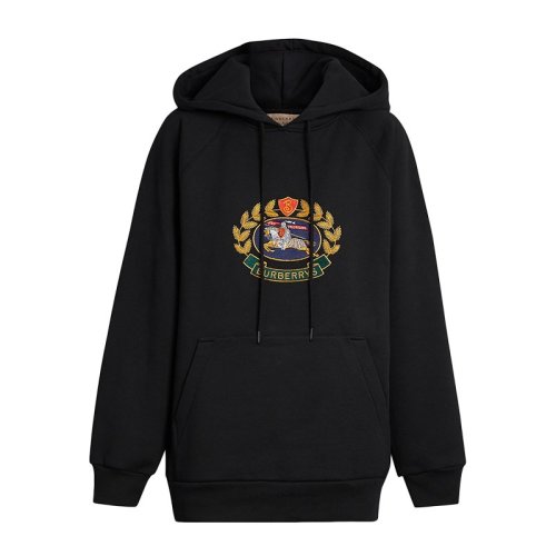 BURBERRY/博柏利  女裝 服裝 女士黑色棉質混紡典藏繡標新徽標時尚休閑套頭長袖時尚 女士衛(wèi)衣