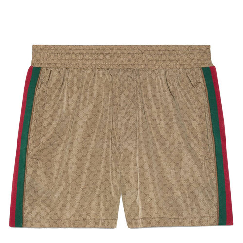 GUCCI/古馳 男士駱駝色GG防水尼龍側(cè)條紋短褲599585XHAD42190