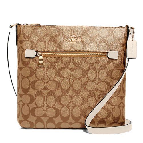 COACH/蔻馳 女士拼色PVC經(jīng)典雙C字母徽標(biāo)印花裝飾拉鏈開合單肩包斜挎包郵差包信使包女包 C1554 多色可選
