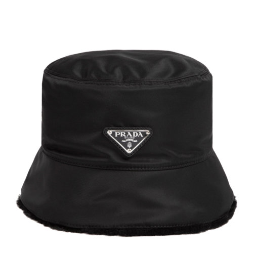 PRADA/普拉達(dá) 女士 配飾 黑色字母LOGO漁夫帽時尚帽子 女士帽子 1HC137-K4D-F0002