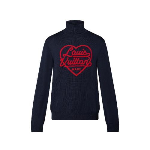  LV路易威登 22年春夏 LV x NIGO聯(lián)名 LV2 男士 針織衫 嵌花心形圖案高領(lǐng)衫 1A9GRC 1A9GRB 1A9GRA 1A9GRD 1A9GR9 預(yù)定商品2-6周發(fā)貨