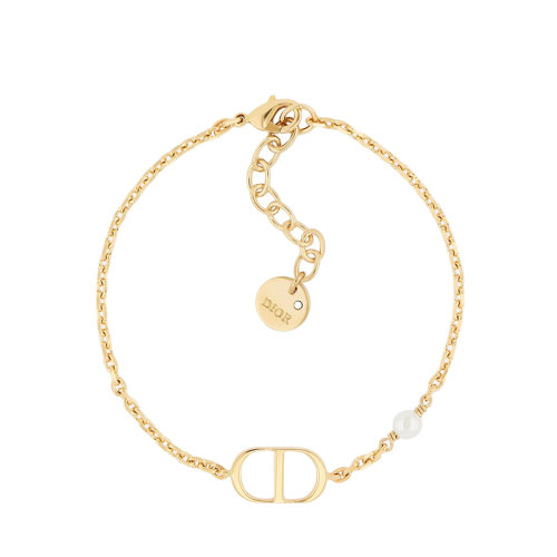 DIOR/迪奧 PETIT CD系列 女士鍍金金屬鏤空“CD”白色樹脂珍珠細(xì)手鏈B1310PTCRS_D301