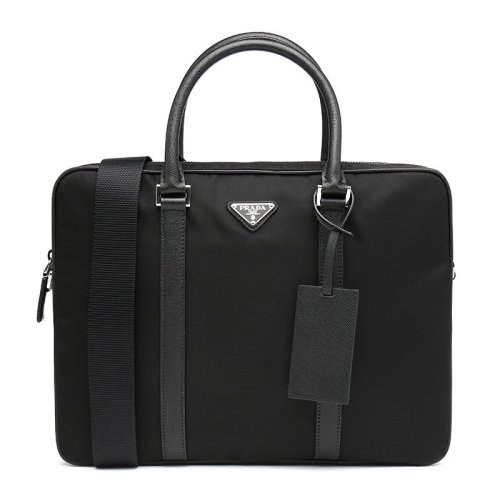 PRADA/普拉達 黑色織物/配皮男士公文包 2VE368064F